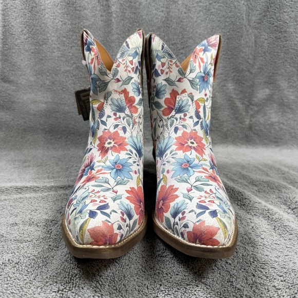 dingo Shoes - dingo cowgirl boots white floral pixie rose womens 7 inch snip toe western boots